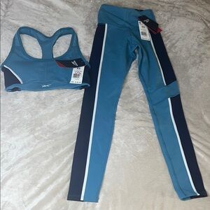 REEBOK Teal & Navy Active Set with White Stripe Detail .NWT